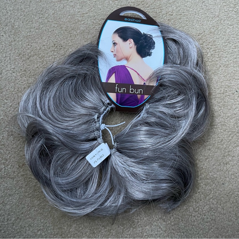 Easihair Fun Bun Color 56 Vanilla Marble Gray Ponytail Elastic Wrap